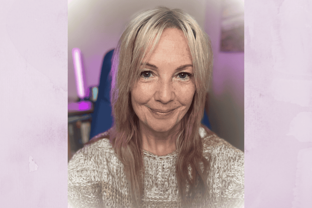 Blonde woman with pink background